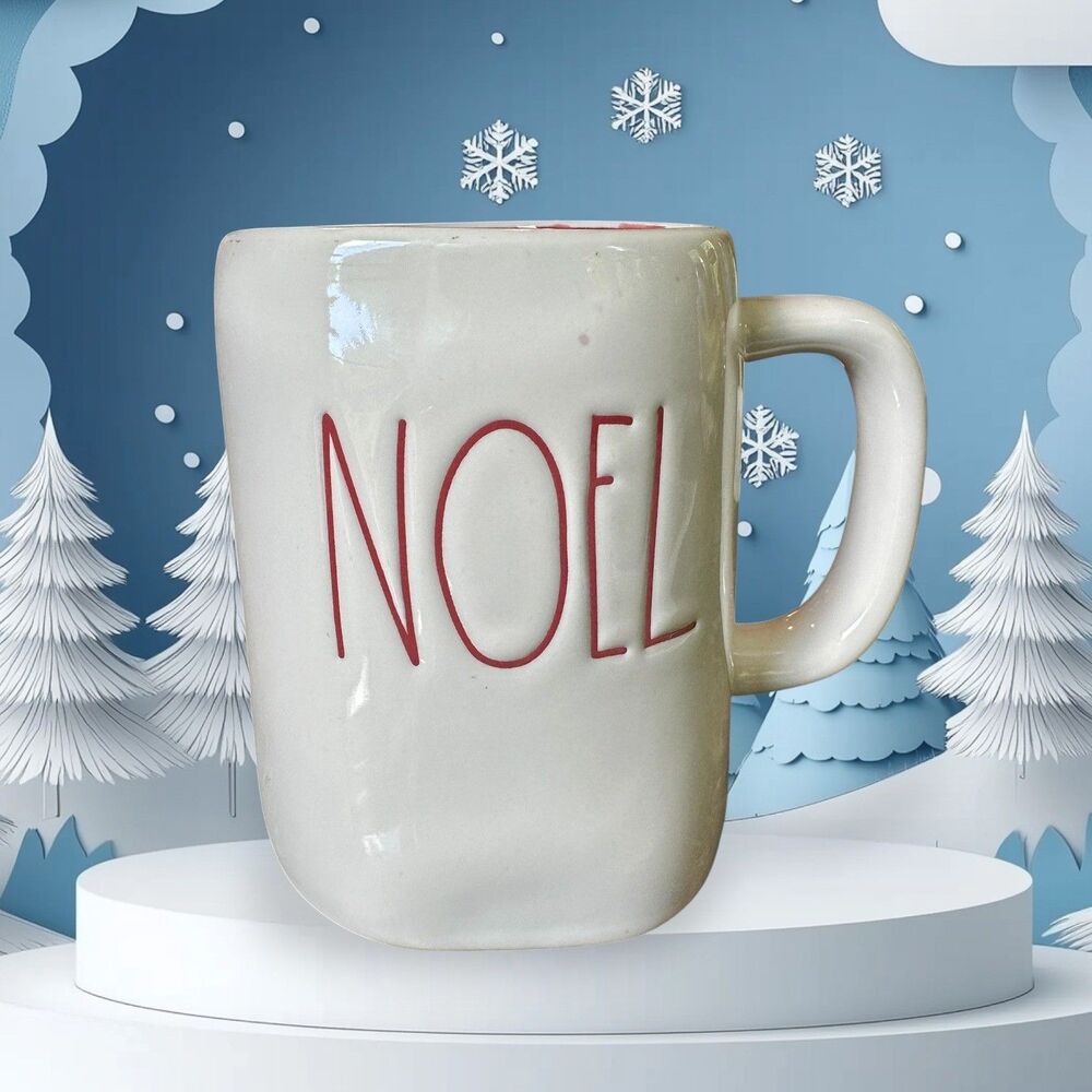 Rae Dunn Artisan Collection NOEL Mug White Ceramic Red Interior Xmas Holiday